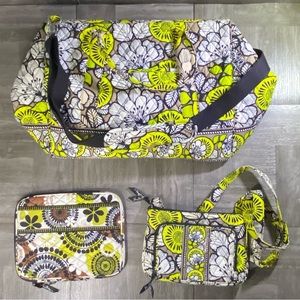 VERA BRADLEY CITRON Print LOT Weekend Duffle Bag, Crossbody Purse, Tablet Sleeve